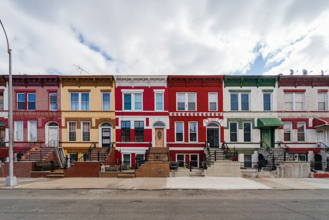 Colorful row houses in a Canadian neighborhood